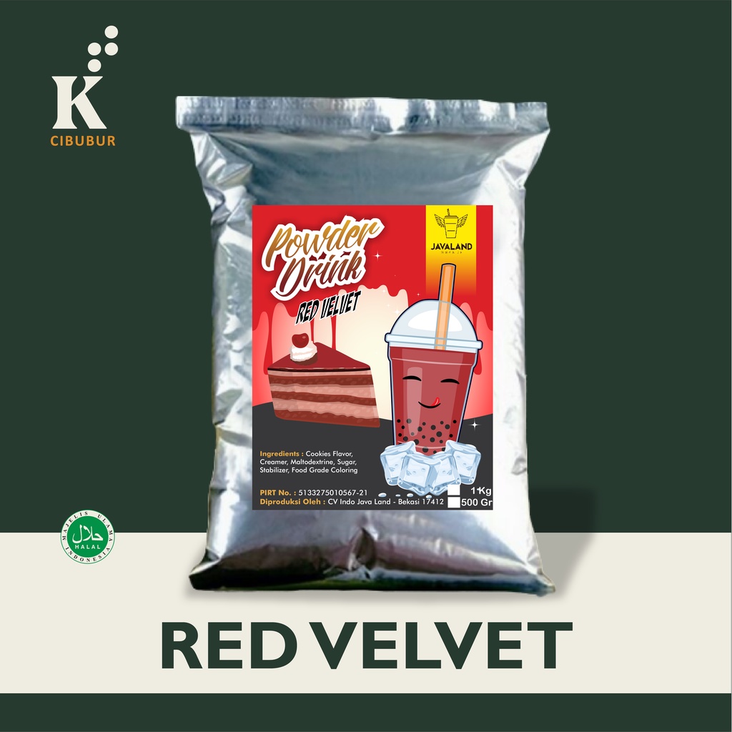 

Bubuk Minuman Instan Red Velvet Kemasan 1kg, 500gr, & 100gr Halal MUI 100% Javaland