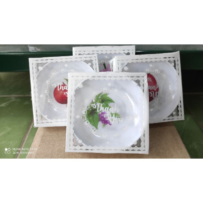 souvenir mangkok melamine ceper impor tempat sambal dibungkus pake mika motif