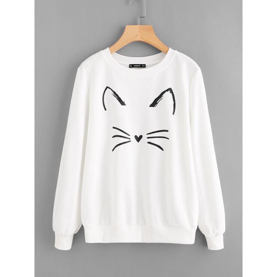 Parisdivarious Sweater Hoodie Sweatshirt Crewneck Kucing Tanpa Muka Bahan Fleece Size S - XXL (Pria &amp; Wanita)