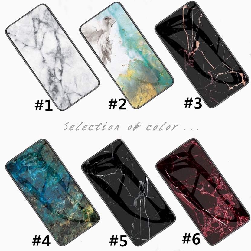 Case OPPO A9 A5 2020 A7 A5S AX5 A3S Realme 5 Pro Marble Tempered Glass Luxury Gradient Cover Case