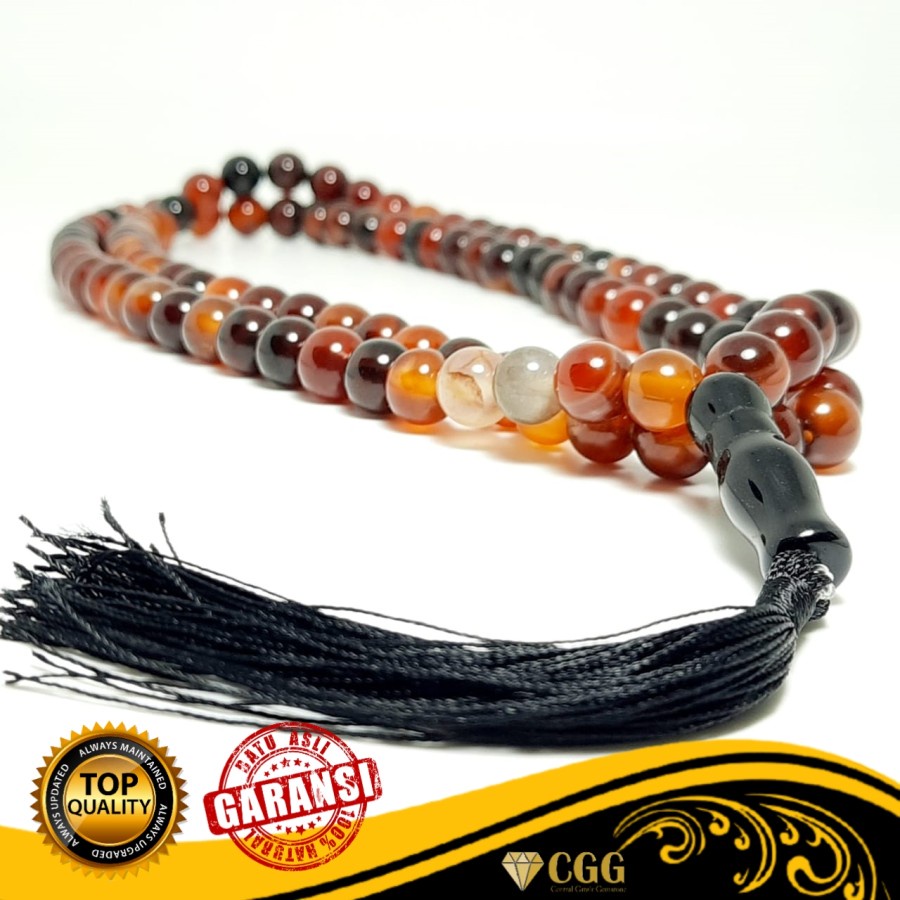 Tasbih Batu Akik Sulaiman Madu Garansi Asli Natural