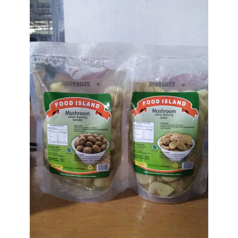 

Jamur Kancing Food Island 250 Gram | Whole (Utuh) | Slice (Irisan)