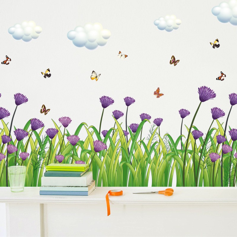 RELIZA WALLSTICKER RUMPUT HIJAU BUNGA FLOWERS GRASS WALL STICKER SK7005