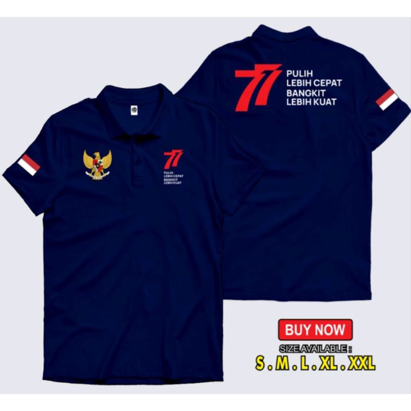 KAOS KEMERDEKAAN RI KE 77 KAOS POLO SHIRT FULL BORDIR.