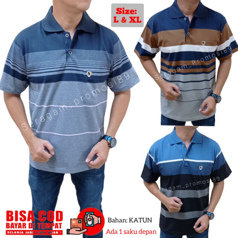 KAOS katun pria motif salur - kaos kerah cun nam - kaos kerah BALOK - Kaos kerah katun dewasa - kaos kerah wangky bapak bapak