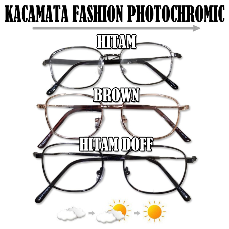 Kacamata Photocromic Frame Kotak Fashion Wanita Pria Kaca mata Lensa photocromic Antiradiasi Glasses