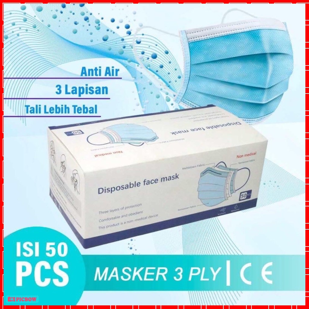 Beli 1 Gratis 1 Peduli Indonesia PPKM Masker Non Woven 3 Play 1 Box 50pcs