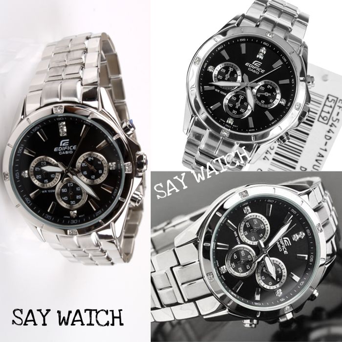 Jam Tangan Pria Casio Edifice EFR-544 Silver Black Original BM
