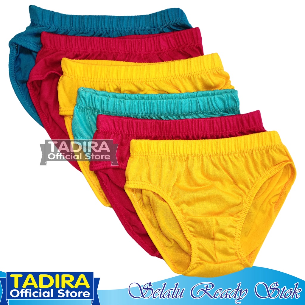 6 Pcs Celana Dalam Anak Laki-Laki Bahan Katun Lembut Motif Polos Multiwarna TADIRA Store