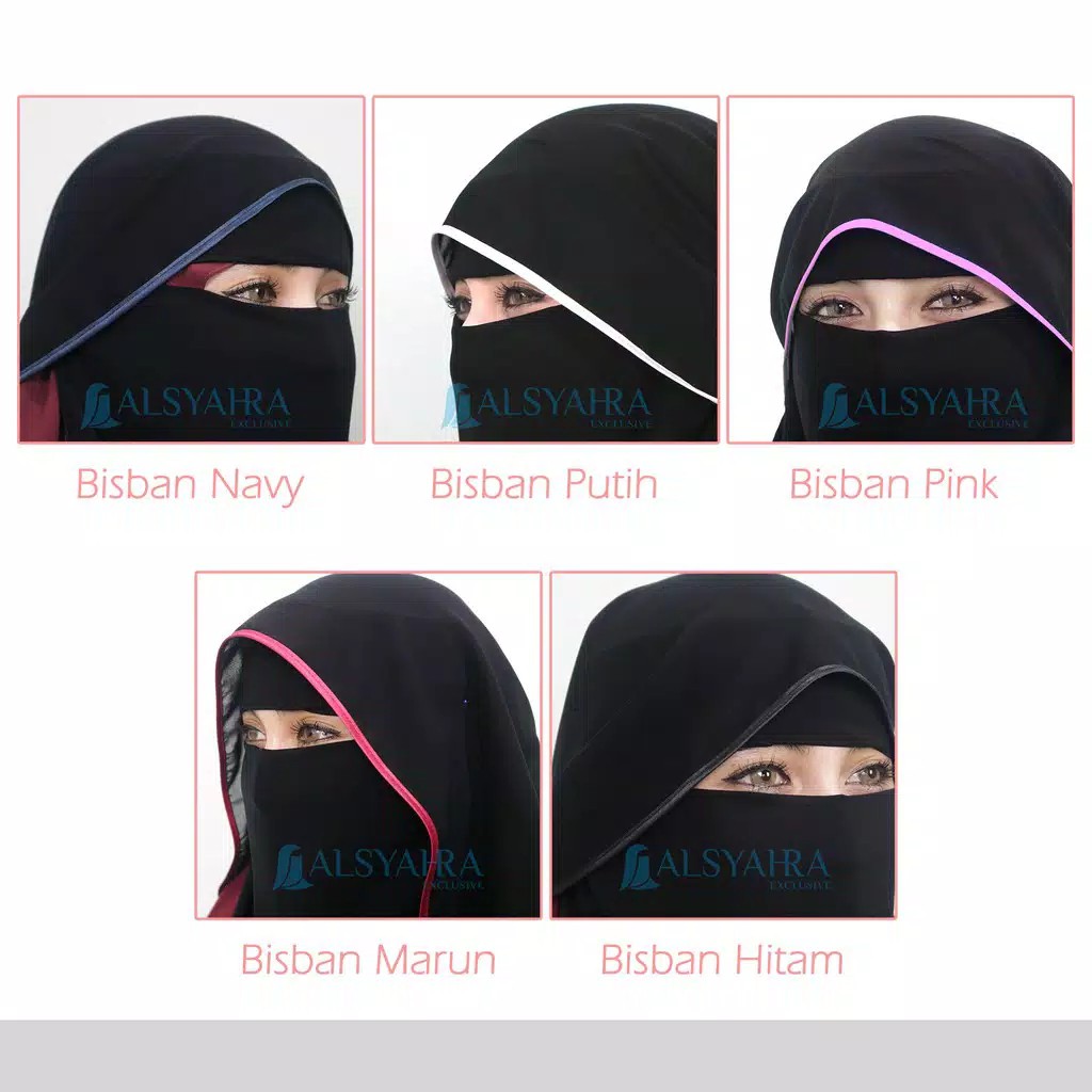 Niqab Butterfly 2 Layer Chiffon Silk Jetblack Alsyahra Exclusive