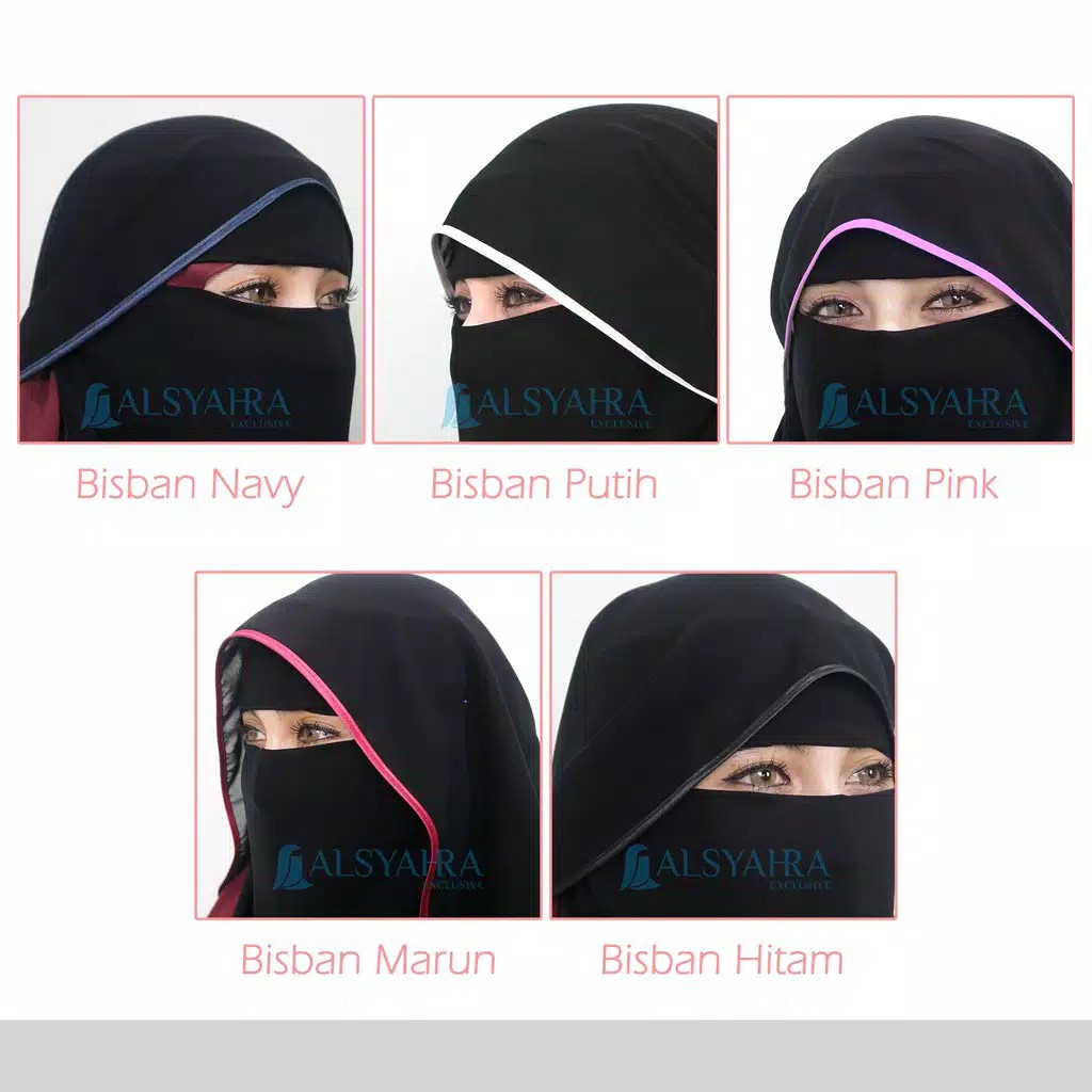 Alsyahra Exclusive Niqab Butterfly Hijrah Sifon Silk Jetblack