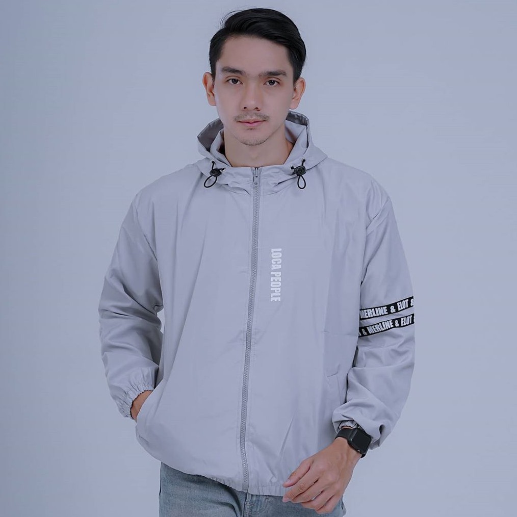 Loca People Jaket - Jaket Parasut Pria dan Wanita (Double Puring)-Abu Muda