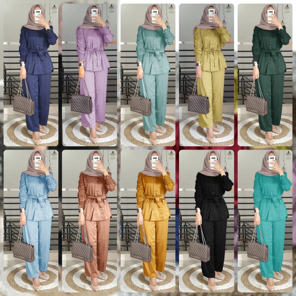 2 UKURAN L XL PAKAIAN WANITA ONE SET OUTFIT CURLA / STELAN CURLA FLOWEN HGO-1