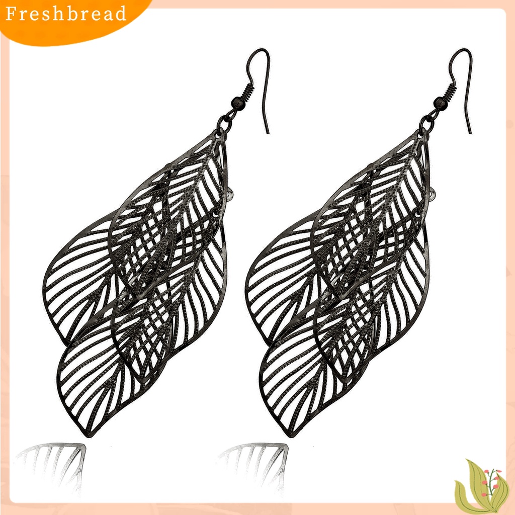 【Fresh】Women's Retro Baroque Style Cluster Hollow Leaves Tassels Hook Dangle Earrings