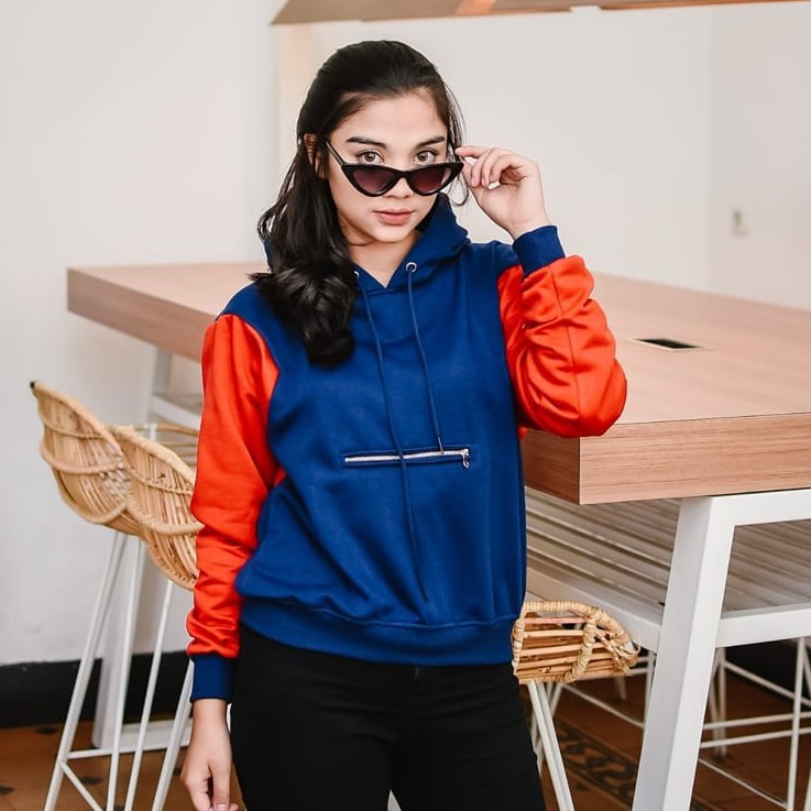 Alya Zipper Hoodie - Jaket Hoodie Wanita-Navy