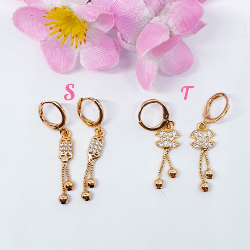 Anting jepit xuping lapis mas 18 k permata zircon