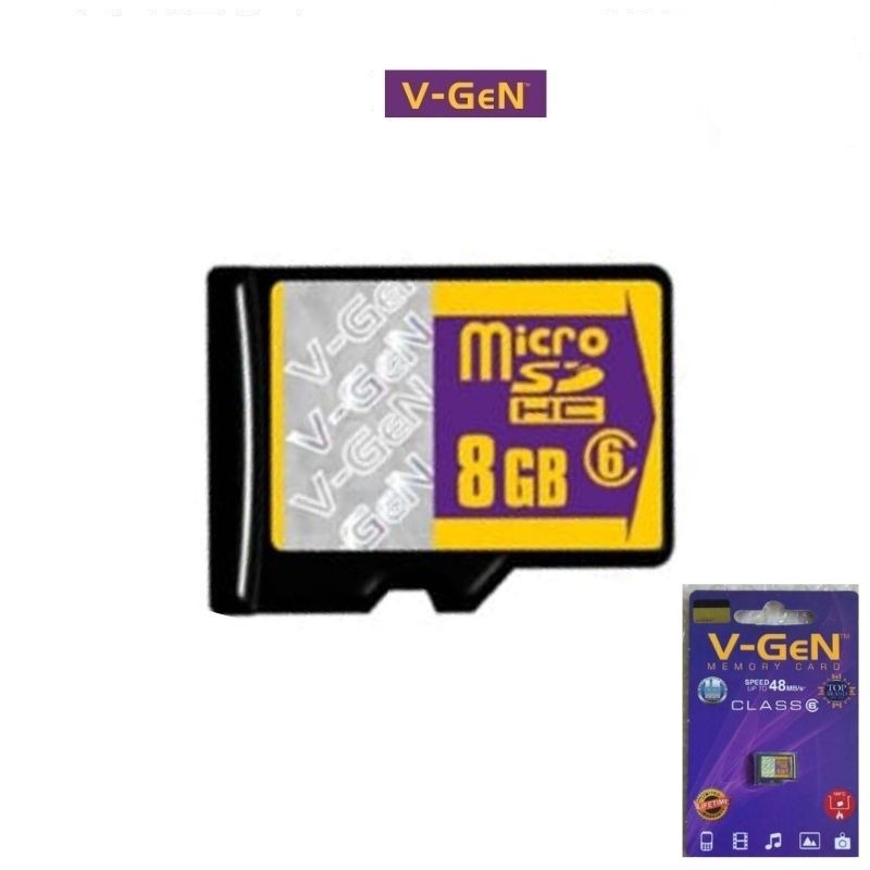 Memory Card Micro SD V-GEN 8GB Class 6 Speed 48 MBPS Memory Card 8 GB