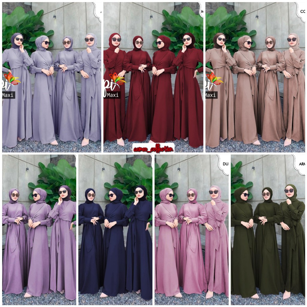 ( COD ) MAXI GOPI GAMIS MOSCREPE MAXI DRESS GAMIS WANITA SERAGAM UNDANGAN PERNIKAHAN BRIDESMAID MEWA