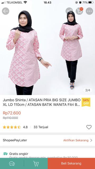 Terbaru Atasan Batik Wanita Kombinasi Mosscrepe Halus
