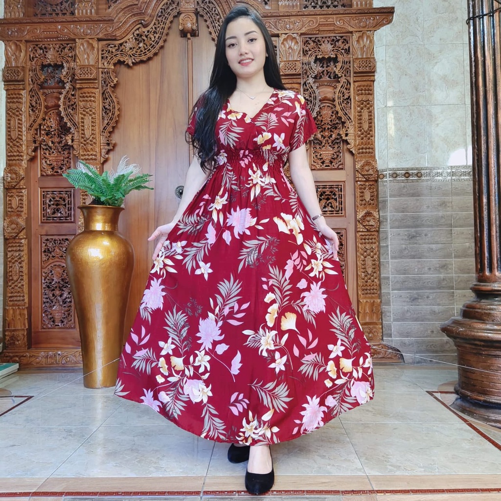DASTER MOZA PRINT | BALI LONGDRESS-MOZA LOTUS MARUN