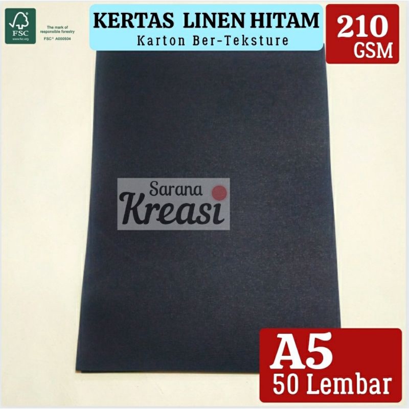 

Kertas Linen Hitam Karton 220gr A5 (50 Lembar) | Kertas Karton Linen Hitam | Linen Black Paper