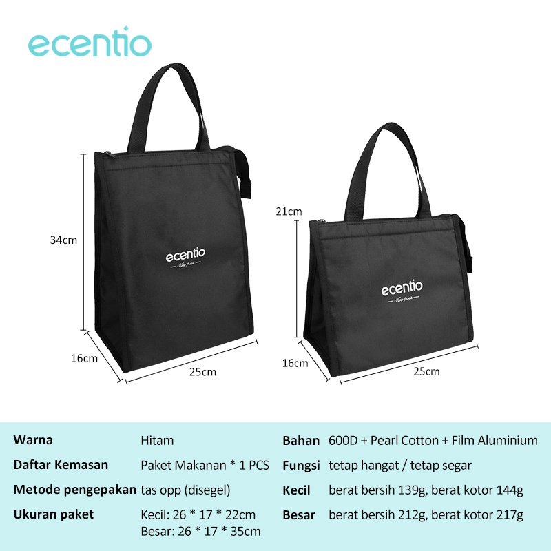 ecentio Tas Bekal Pola ikan Oxford cloth Lunch Bag
