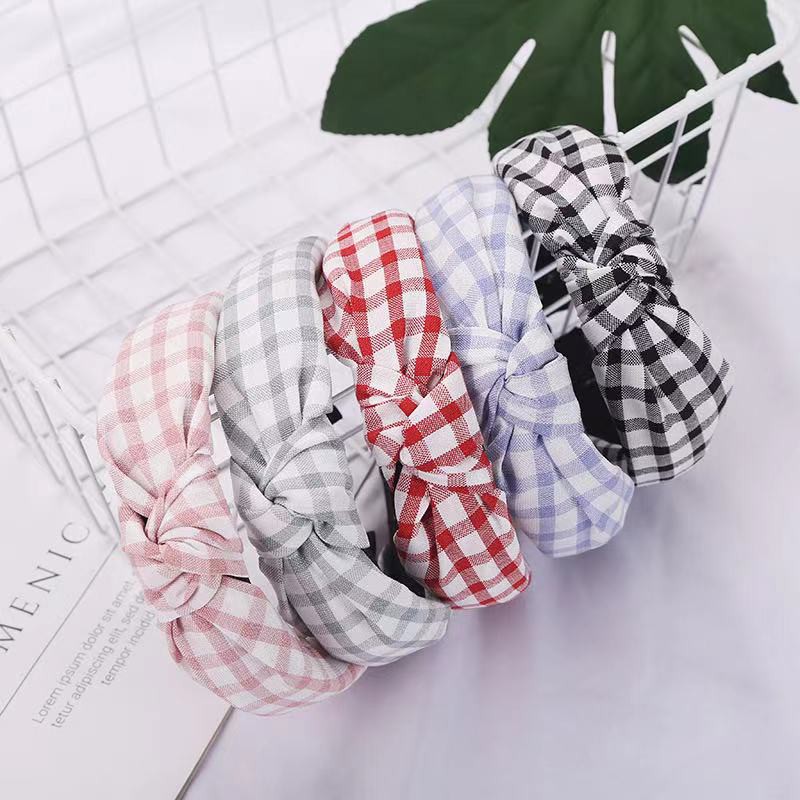 Bandana Wanita Bando Korean Style Motif Kotak-Kotak Aksesoris Rambut Wanita Bando Wanita Import