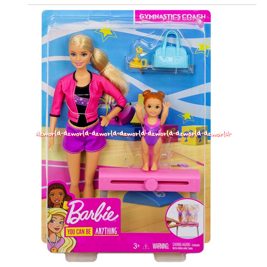 Barbie Gymnastics Coach Mainan Boneka Berbi Dengan Anak Pelatih Gym