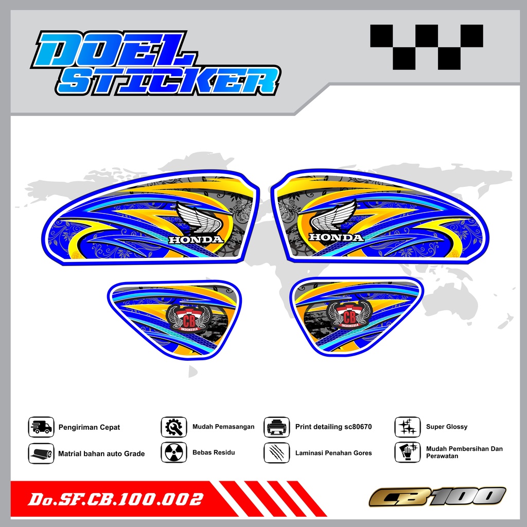 Sticker Striping Honda CB 100 List Variasi Hologram , Crome Doel 002