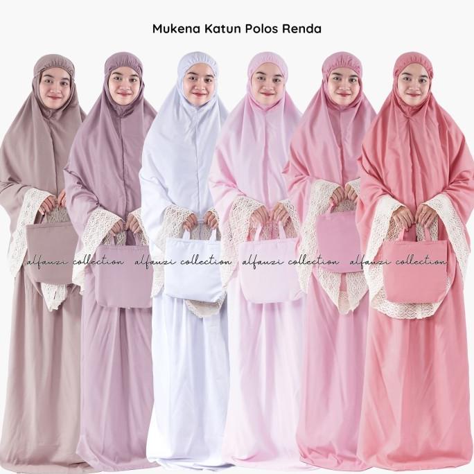 Mukena Katun Polos Renda / mukena dewasa katun polos premium