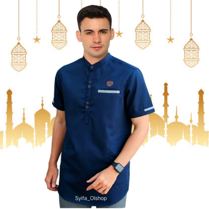 Trend Model Baju Muslim Pria Keren Koko Dewasa Lengan Pendek Kain Toyobo Premium Murah Edisi Lebaran