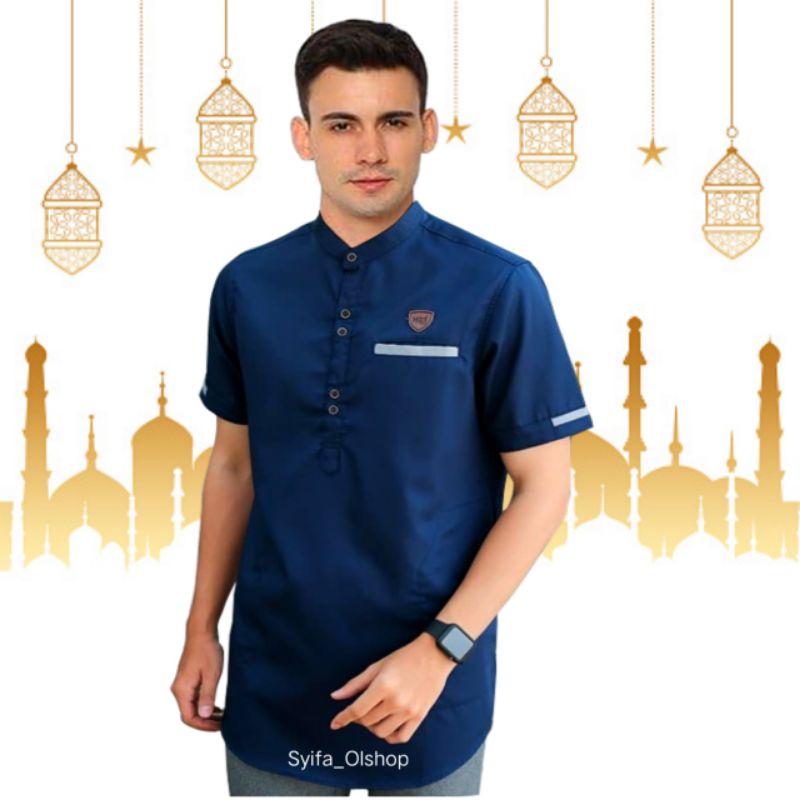 Trend Model Baju Muslim Pria Keren Koko Dewasa Lengan Pendek Kain Toyobo Premium Murah Edisi Lebaran