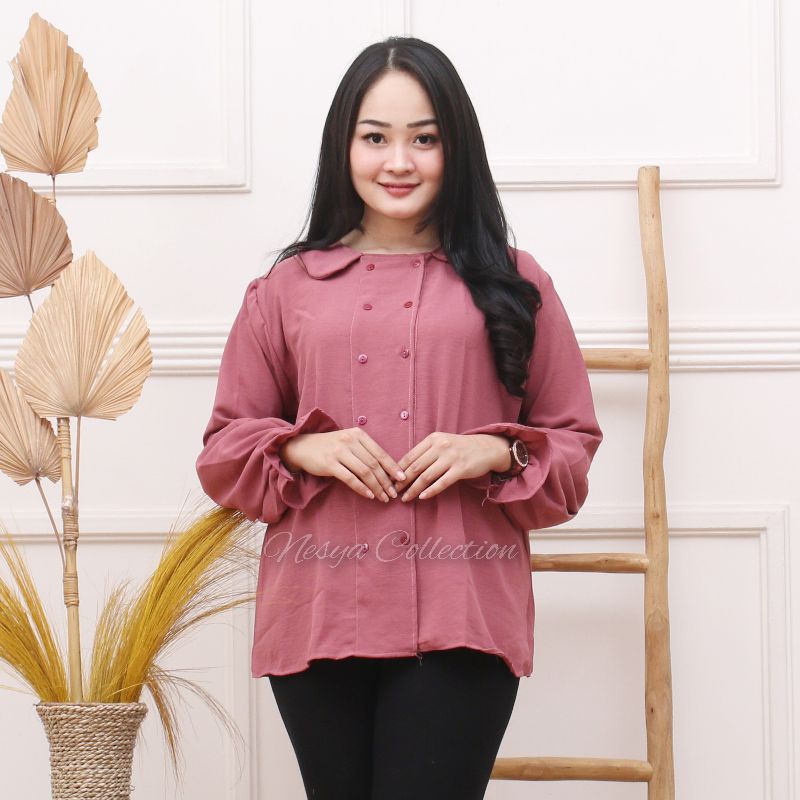 TIARA SHIRT CRINKLE / KEMEJA BLOUSE BASIK /ATASAN WANITA FORMAL