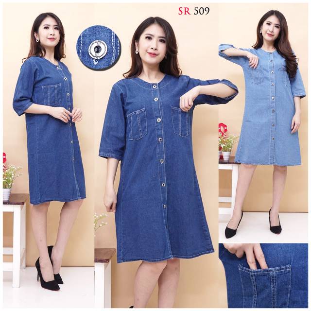 MINI DRESS JEANS TERUSAN PENDEK PAKAIAN CEWE