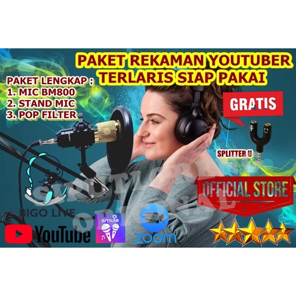 Mikrofon Youtuber Alat Recording Youtuber Terlaris Karaoke BM 8000 ORIGINAL