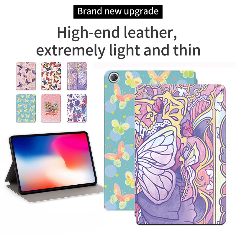 Untuk Huawei MediaPad M5 lite 10.1 &quot;BAH2-L09 W09 W19 Casing Media Pad M5 10 10.8&quot; CMR-AL09 W09 Tablet Fashion Fancy Flip Leather Case Warna Butterfly Series Stand Cover