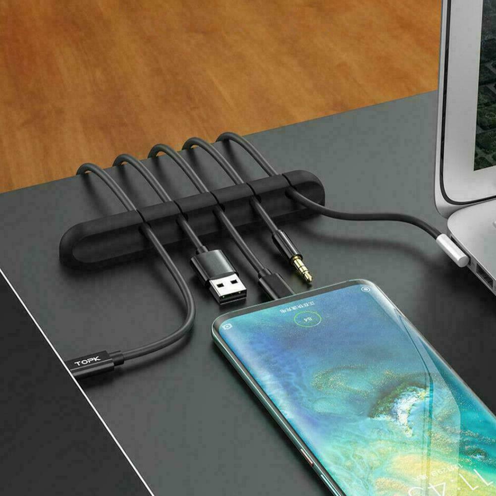 Cable Organizer Silicone USB Cable Winder Desktop Tidy Management Clips Cable Holder