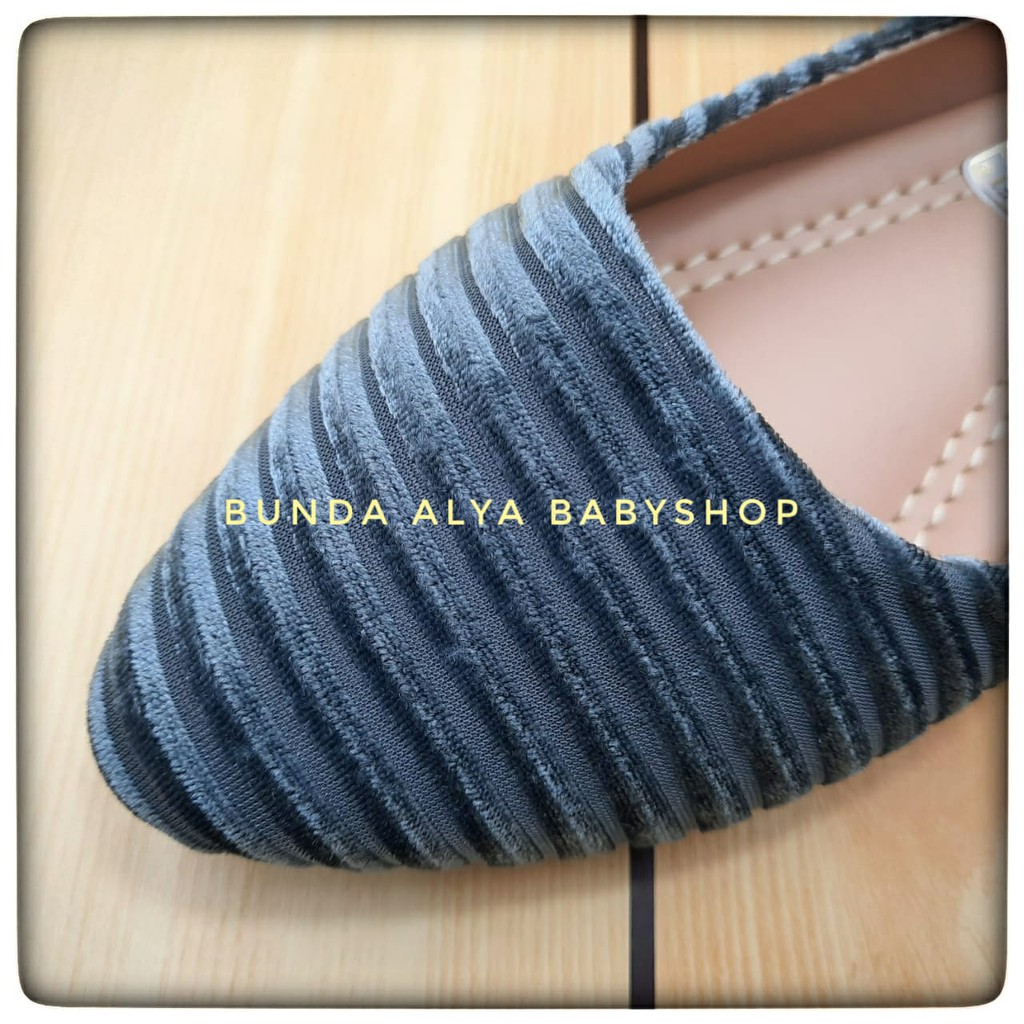 Sepatu Wanita Flatshoes Premium CABARET Size 37 -  40 ABU SALUR - Sepatu Kerja Casual Bahan Bludru