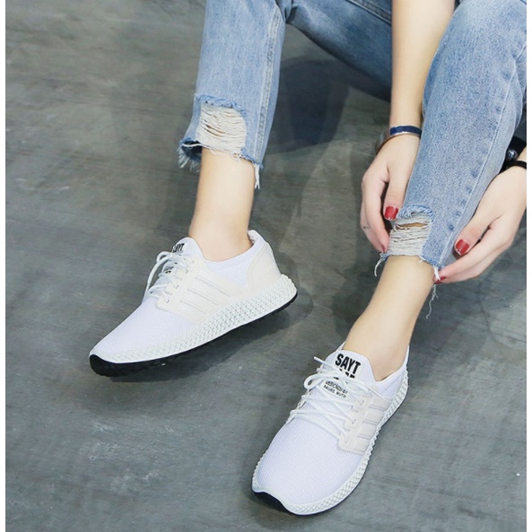 205 COD Sepatu Wanita Perempuan Sneakers polos White black original import premium