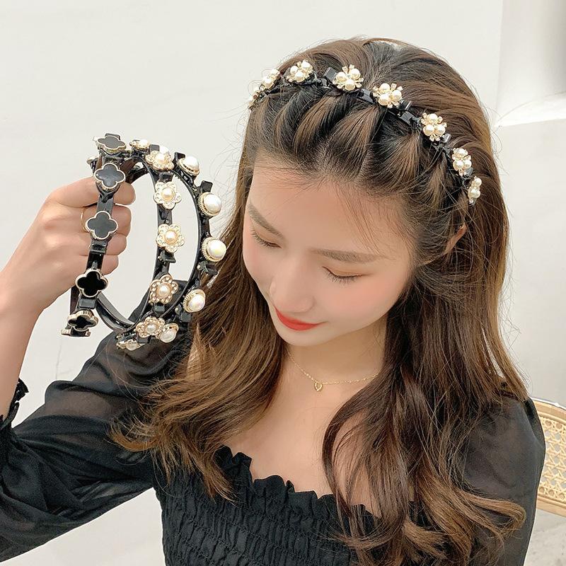 BD0023 BANDO 2in1 Bando include Jepit Rambut Fashion Korea Pola Mutiara Wanita Dewasa