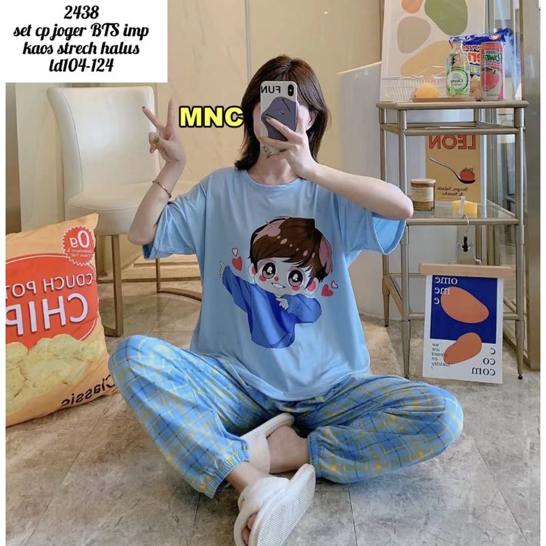 Baju tidur BTS Setelan pinyama celana joger