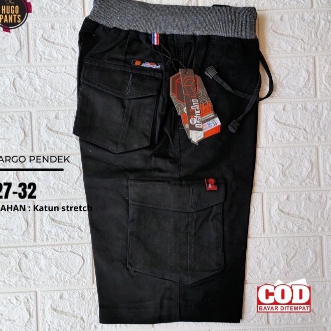 Celana Cargo Pendek Pria Distro Pinggang Karet Rif Jumbo Bahan Katun - CHF.27Jn22ᴮ