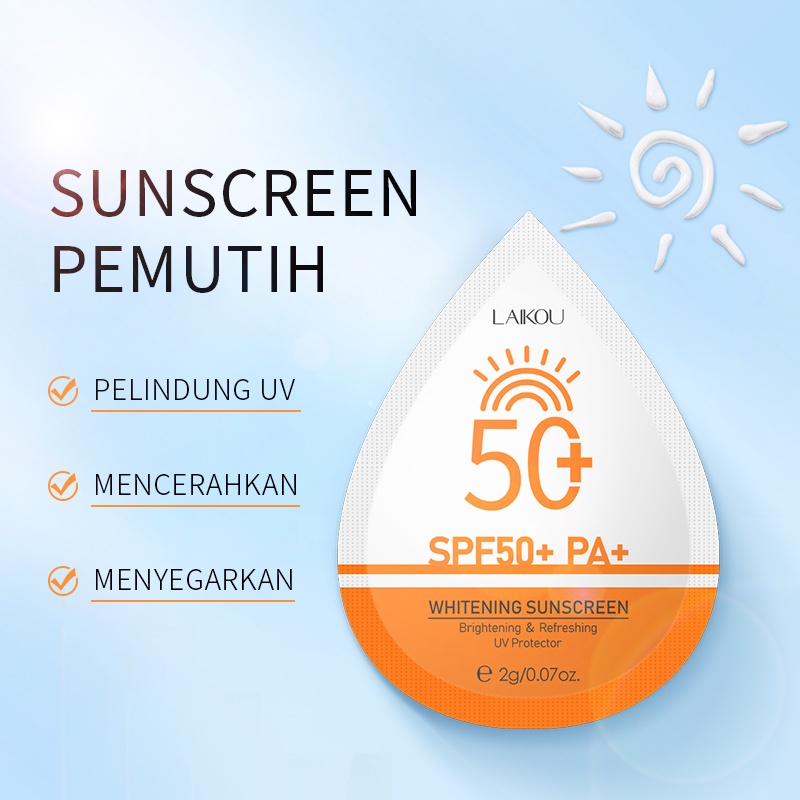 LAIKOU Sunscreen Pelindung UV Anti Air Sunblock Pemutih Wajah Dan Badan SPF50+ 2g