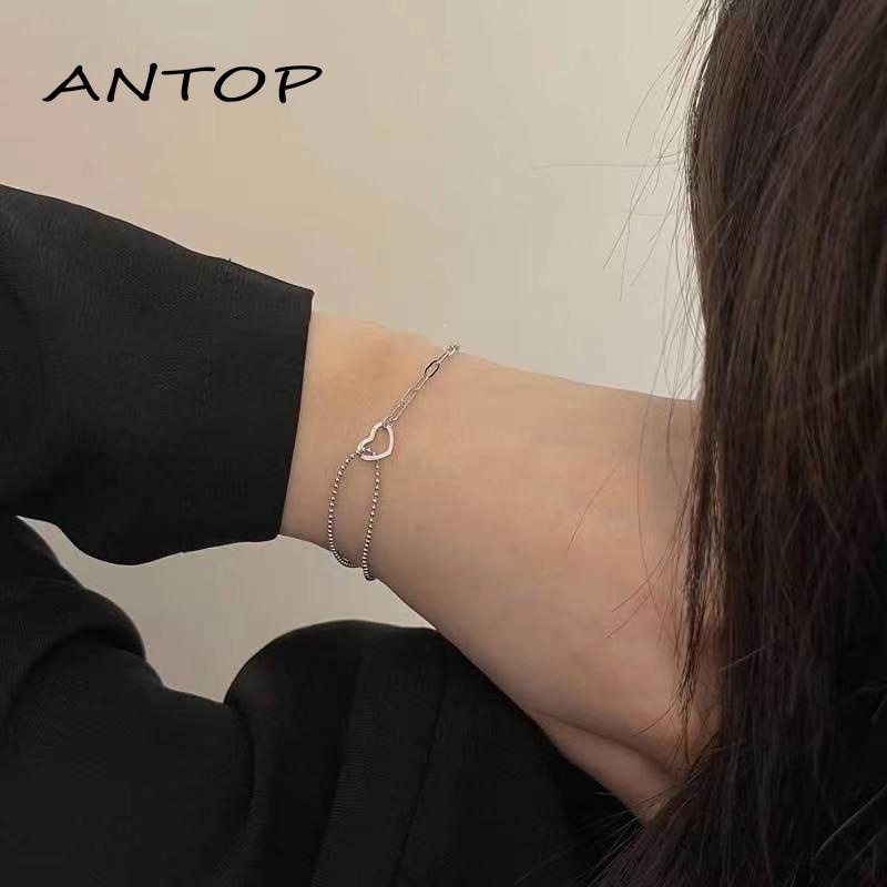 Gelang Rantai Double layer Bentuk Hati Model Hollow Out Untuk Wanita