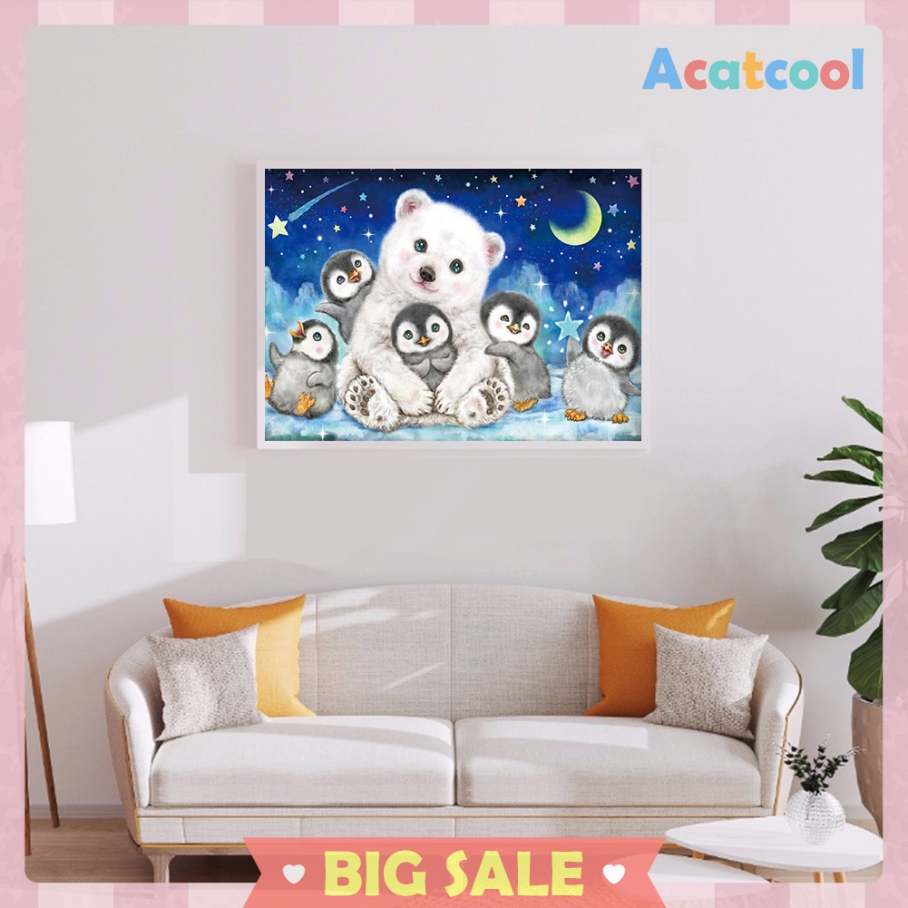 Diamond Painting Bear Little Penguin 5D Full Round Resin Rhinestone Picture