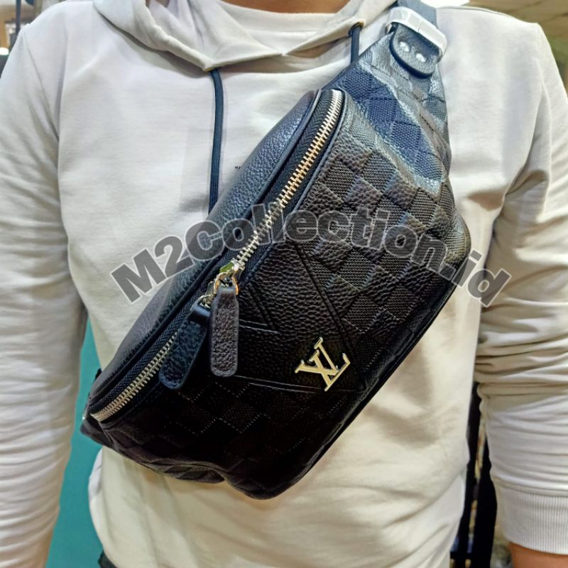 Waistbag Bumbag LV Damier Embos Tas Pinggang Belt Bag Kulit Asli Premium Import