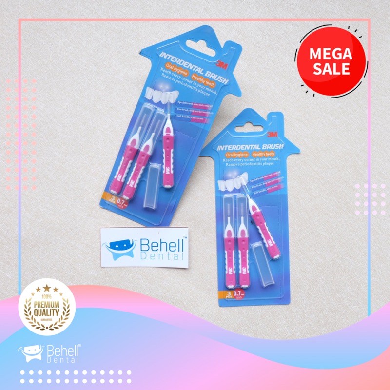 Sikat Sela Celah Behel Gigi Gusi 3M pink Interdental Brush 0.7 mm Size SSS Tusuk Dental Floss ORI