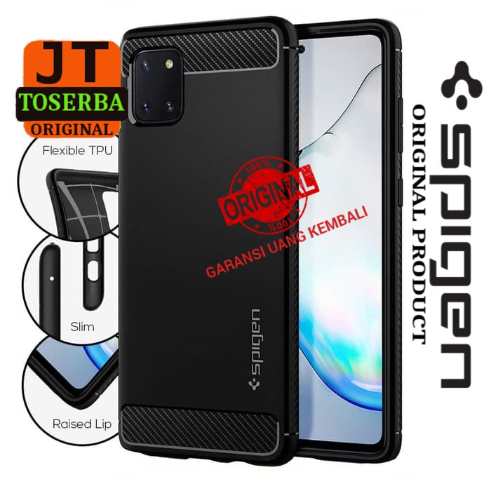 CASE SAMSUNG NOTE 10 LITE SPIGEN ORIGINAL RUGGED ARMOR SOFT CASE CASING SLIM ARMOR ANTI SHOCK  CASE