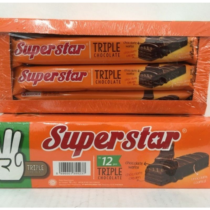 

Superstar Wafer Triple Chocolate Coklat Box Isi 12Pcs