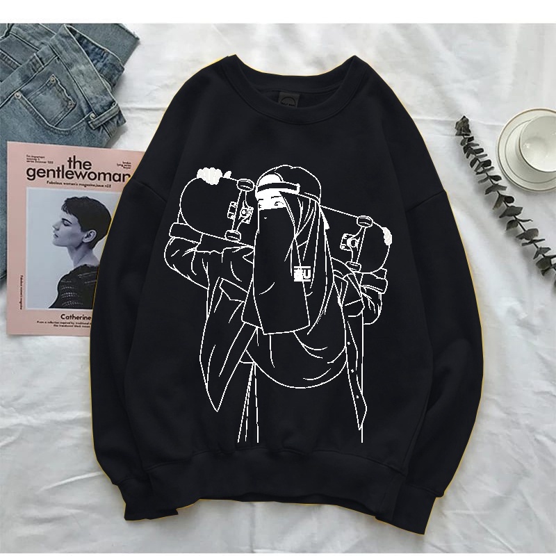 Sweater wanita Anime Style Hijab Crewneck wanita M-XXL